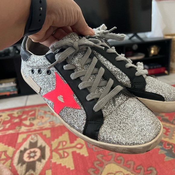 Golden Goose Shoes - Golden Goose Silver Pink Sneakers with Star Design